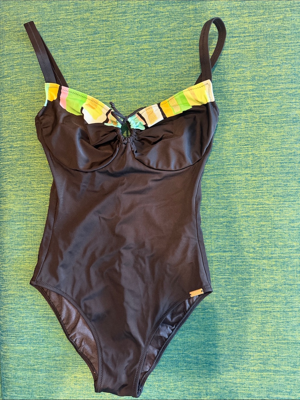 Maryan Mehlhorn Charmline Black One-Piece Swimsuit with Multicolor Trim